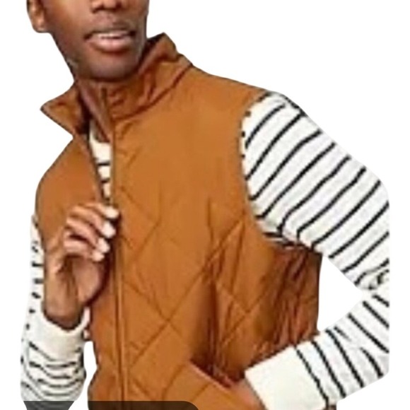 J.Crew NWT SZ LGE Sussex Quilted Vest Mens Brown Diamond Quilt Full Zip Pockets - Picture 4 of 16